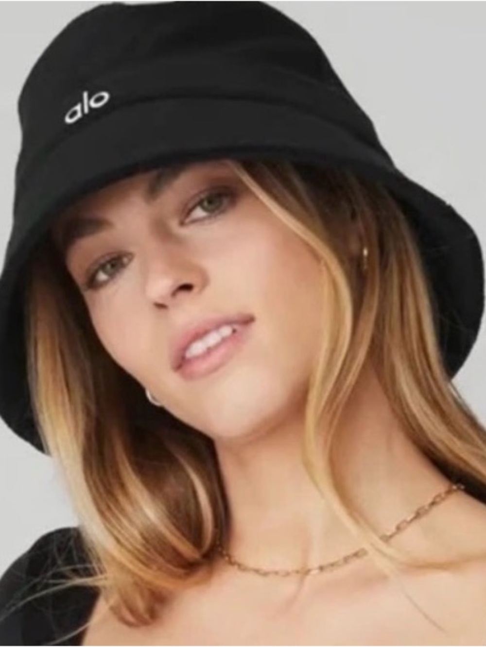 ALO Yoga Black Embroidered Logo Bucket Hat